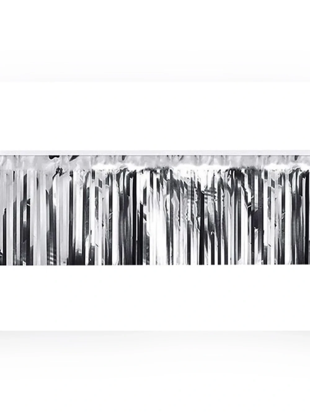 Silver Metallic Party Foil Fringe Banner Garland– Party Decoration, 9.84”x118”